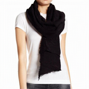 New Nordstrom Modena Oversized Pleated Blanket Scarf Black 84" by 31" New W Tags